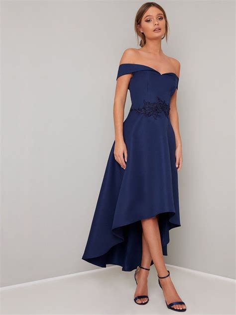 navy high low bridesmaid dresses.